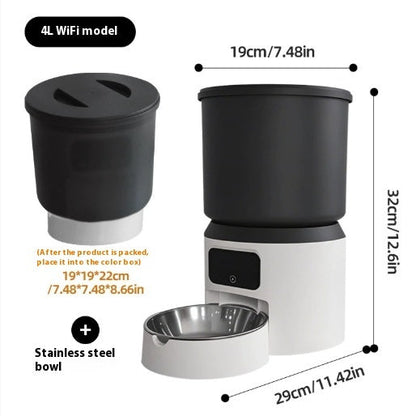 4L Smart Feeder Pet Cat Dog Timing Remote Monitoring