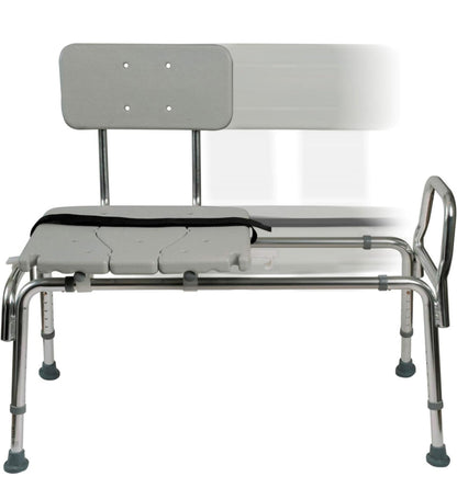 DMI Tub Transfer Bench and Shower Chair with Non Slip Aluminum Body, FSA Eligible, Adjustable Seat Height and Cut Out Access, Holds Weight up to 400 L