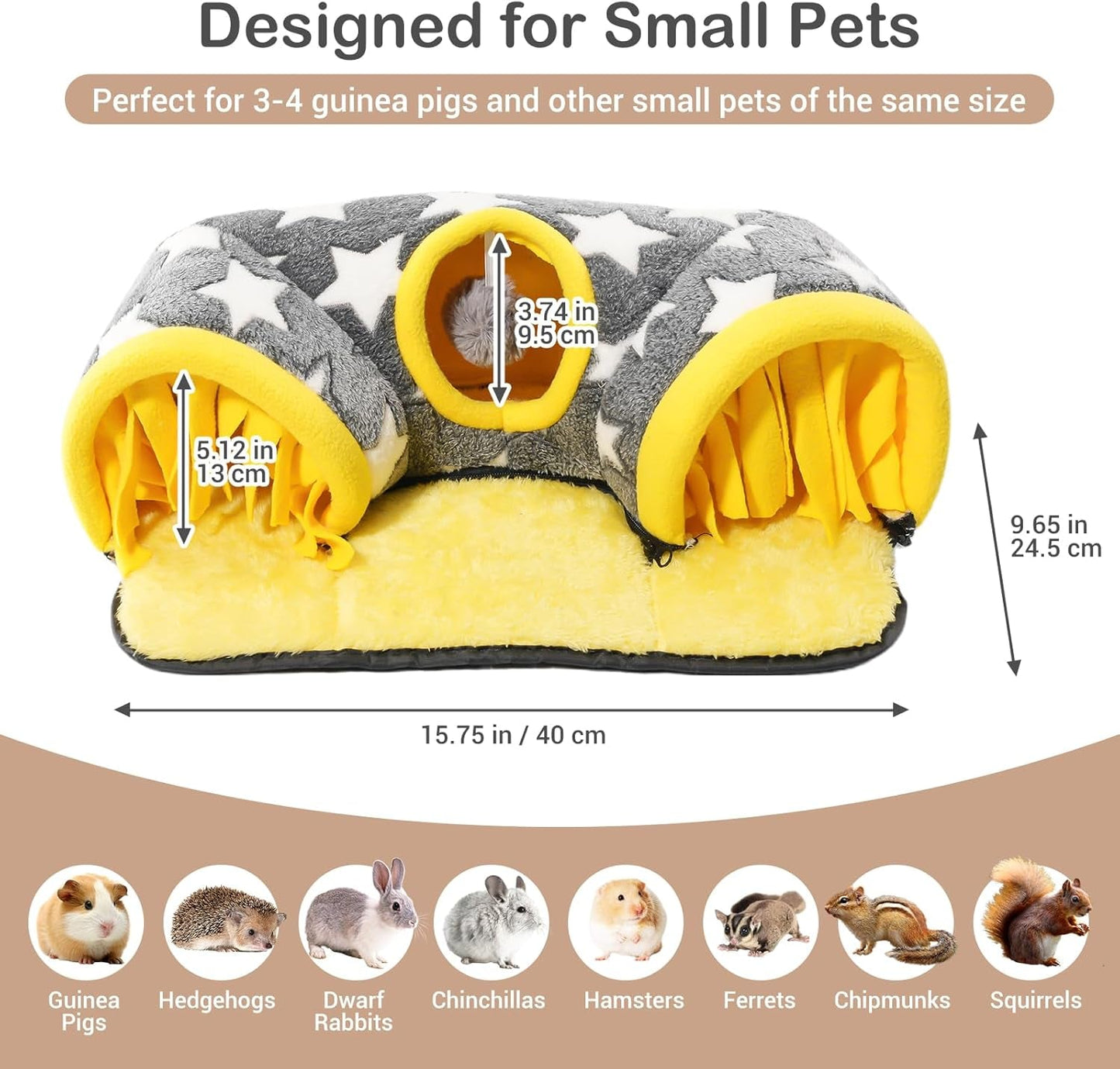 Guinea Pig Tunnel Bed Hideout Plush Tube Small Animal Rabbit Hamster