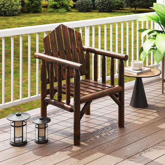 Outdoor Wood Armchair Wooden Patio Dining Chair with Armrests