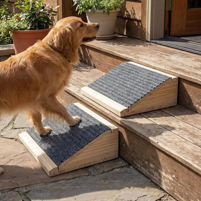 Wooden Pet Step Ramp Joint Protection Anti-Slip Dog Stair Single Step Pet Ramp Strong Wood Construction for Elderly Animals