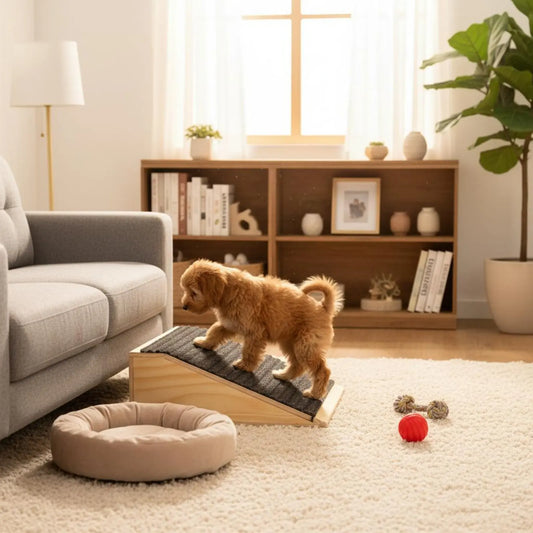 Wooden Pet Step Ramp Joint Protection Anti-Slip Dog Stair Single Step Pet Ramp Strong Wood Construction for Elderly Animals