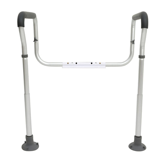 Toilet Safety Rail, Bathroom Toilet Seat Frame, Adjustable Width & Height Fit Most Toilets, Supports 300lbs, Toilet Handles Grab Bars with Padded Armrests for Handicap, Disabled, Seniors