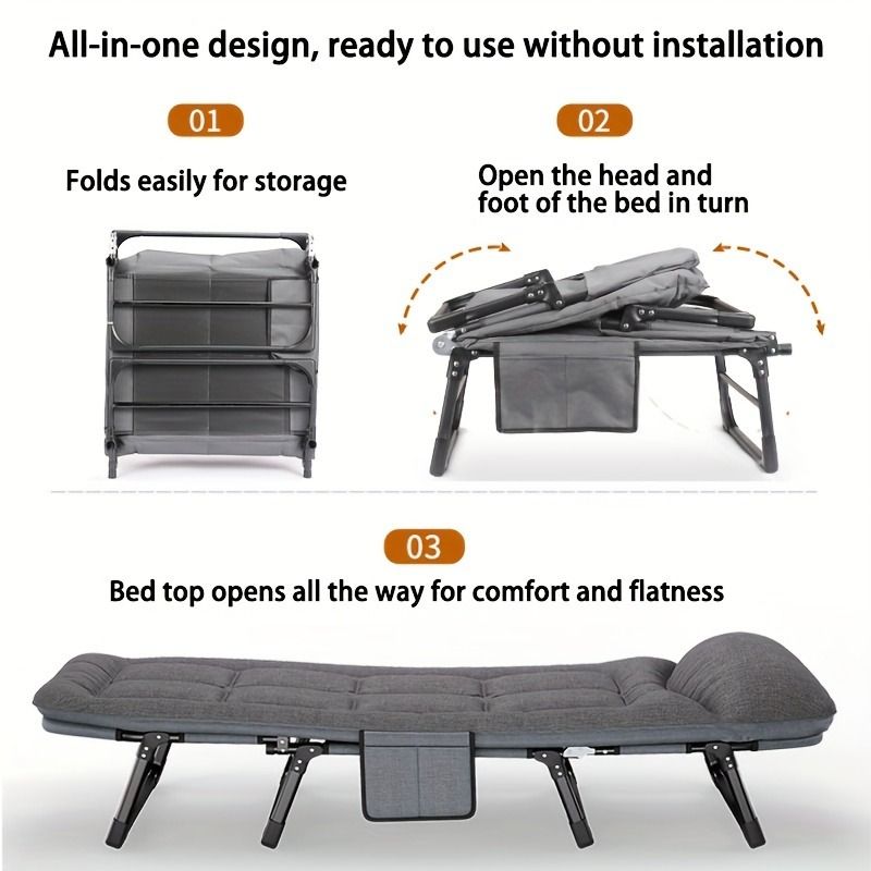 1-pack American style patio folding bed, outdoor patio furniture, comfortable ergonomic single recliner, patio chaise folding bed with mattress, garden, patio furniture, portable patio office camping