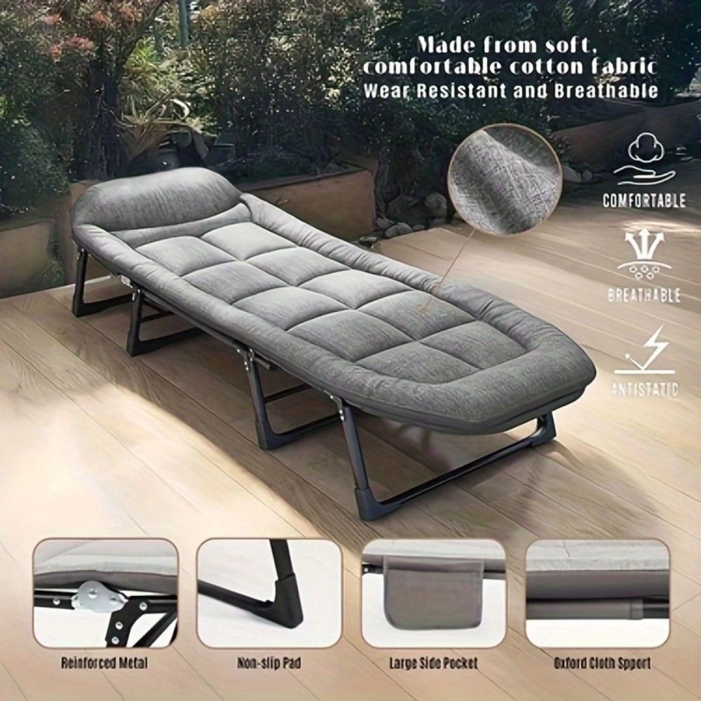 1-pack American style patio folding bed, outdoor patio furniture, comfortable ergonomic single recliner, patio chaise folding bed with mattress, garden, patio furniture, portable patio office camping